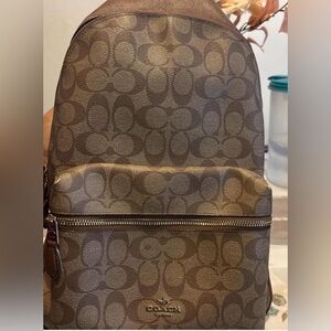 Coach Charlie Backpack PVC Leather Signature Brown Great Condition Check Photos
